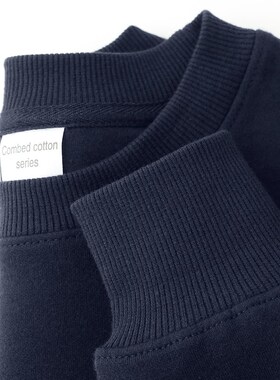 藏蓝色 显白C位!水墨兰400g重磅圆领卫衣男宽松休闲情侣打底衫女