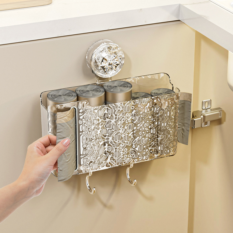 吸盘厨房垃圾袋收纳神器壁挂式大容F量袋子抽取盒墙上塑料袋收纳