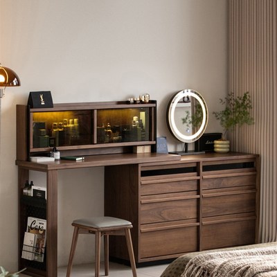 续写家具实木斗i柜一体可伸缩化妆桌卧室床头床尾收纳柜纵横梳妆