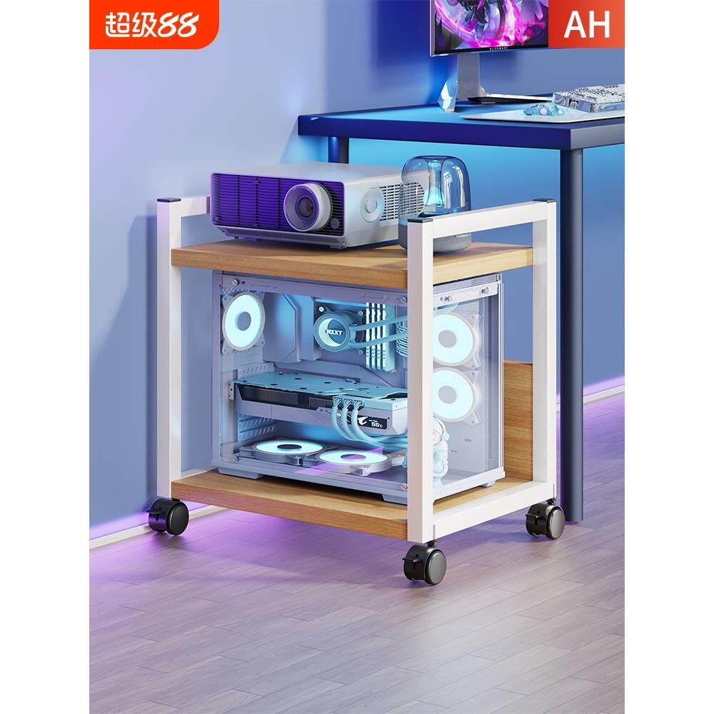 主机托架多层可移动电竞房电脑机箱底座置物架落地小推车收纳双层