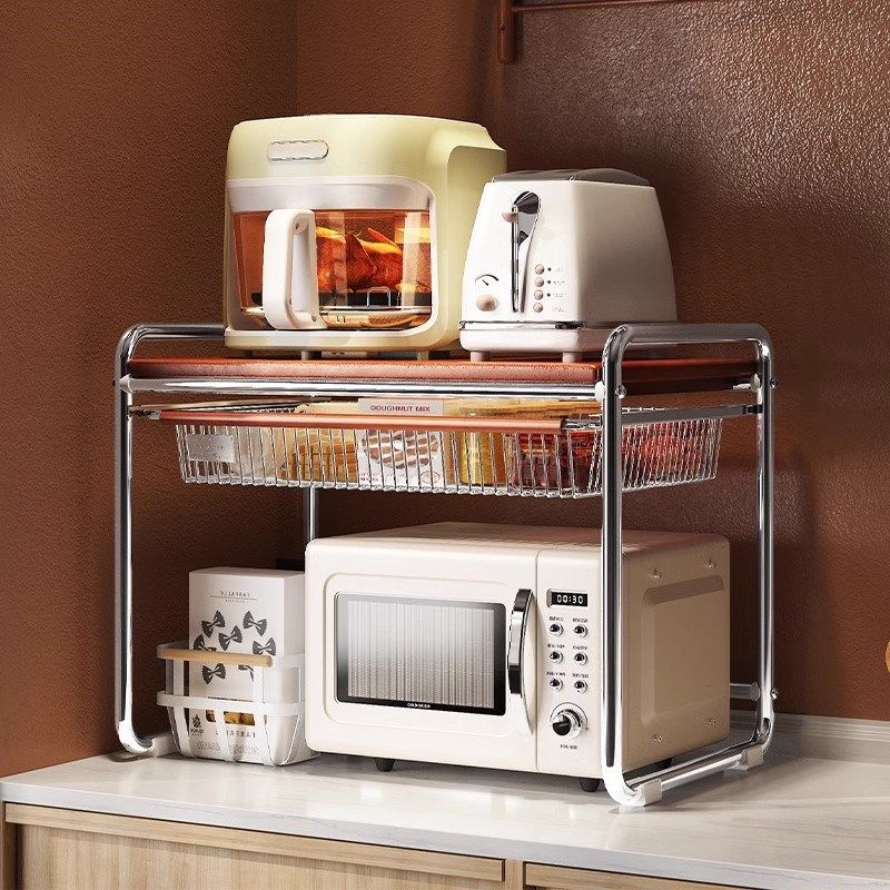 厨房置物架家用烤箱电饭煲收纳架带抽屉调料置物柜桌面微波炉支架,厨房/烹饪用具,微波炉置物架,淘宝优惠券,粉丝福利购,淘宝优惠卷