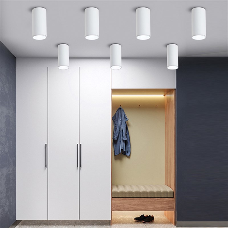 明装射灯工程筒h灯圆形店铺商用过道灯走廊长筒吊灯防眩光吊装筒