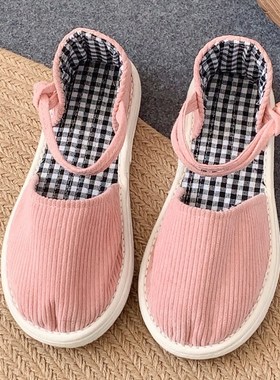 村匠纯手工千层底布鞋女夏凉鞋包头农村一字带复古平底单鞋田园风