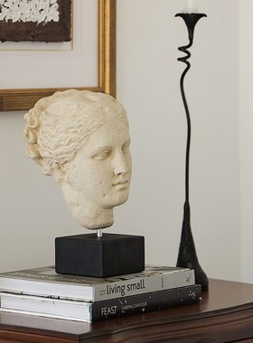 戊际中古人像雕i塑健康女神砂岩摆件客厅茶几玄关轻奢人物软装饰