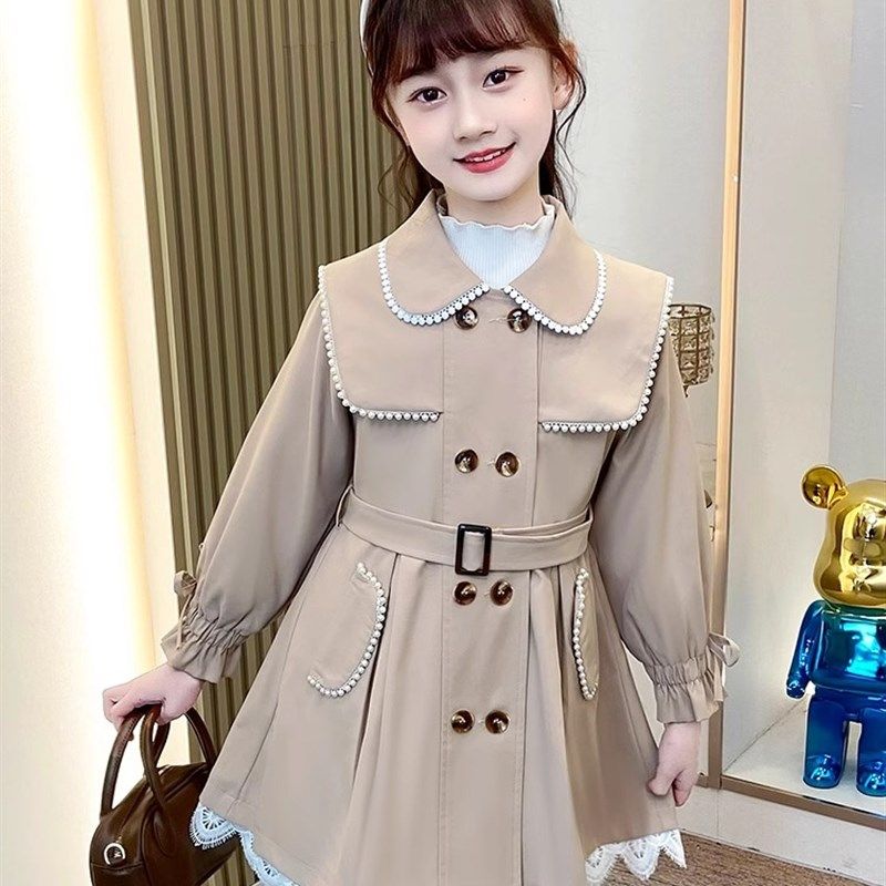 女童外套春秋款童装女风衣2024春装新款洋气英伦风中长款儿童上衣,童装/婴儿装/亲子装,风衣,淘宝优惠券,粉丝福利购,淘宝优惠卷