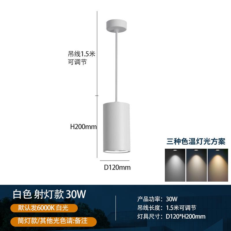 吊杆吊线圆柱形明l装商用筒筒灯led餐厅办公室射灯长射过道吊灯