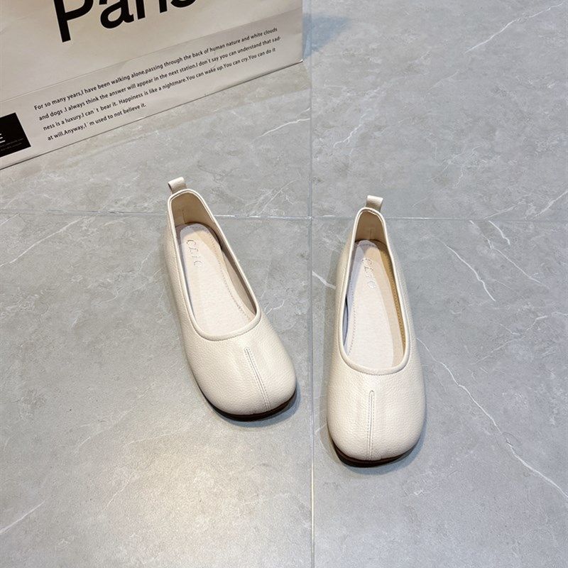 复古浅口猪蹄鞋女软底2025春秋新款百搭法式圆头平底软皮豆豆单鞋,女鞋,浅口单鞋,淘宝优惠券,粉丝福利购,淘宝优惠卷