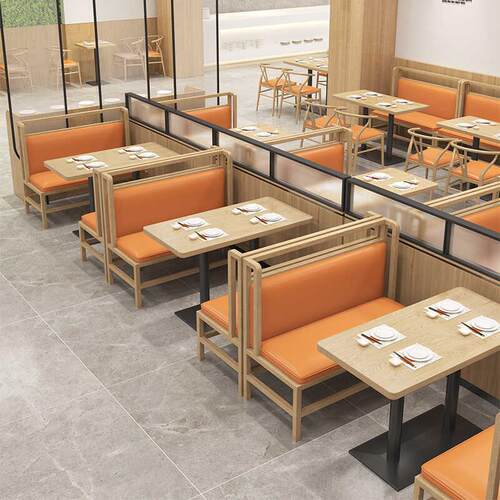 碳素钢卡座餐厅沙发饭店桌椅组合火锅店烧烤餐饮小吃店商用桌子