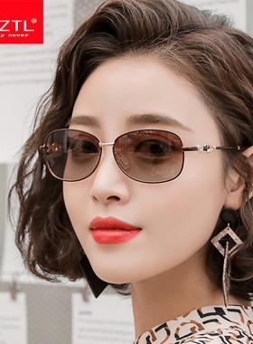 小框眼镜开车专用太阳眼镜女抗UV优雅女士偏光太阳镜小脸覆古款