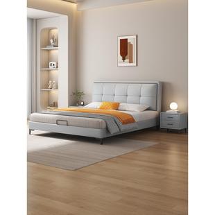 现代简约真皮床小尺寸1.35米男女孩儿童床1米5实木齐边单人软包床