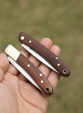 GB 木柄折叠水果刀便携随身不锈钢瓜果刀野餐家用削皮刀小刀EDC