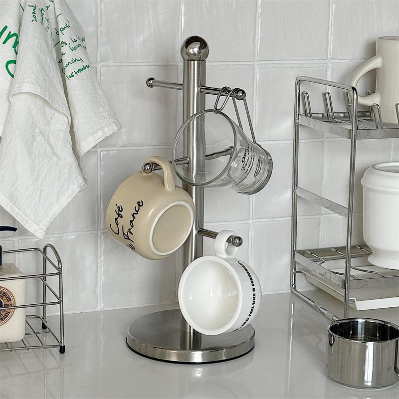 *漂亮的小姨妈* ins风简约不锈钢杯架厨房餐边柜杯子收纳架沥水架