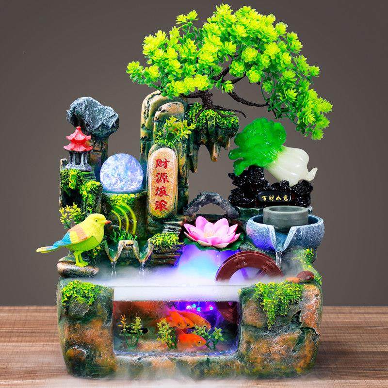 假山流水喷泉生财风水轮鱼缸摆件客厅乔迁循环水开业瀑布,家居饰品,装饰摆件,淘宝优惠券,粉丝福利购,淘宝优惠卷