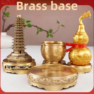 铜底座纯铜葫芦铜饰大圆文昌塔聚宝盆香炉百福福缸底座