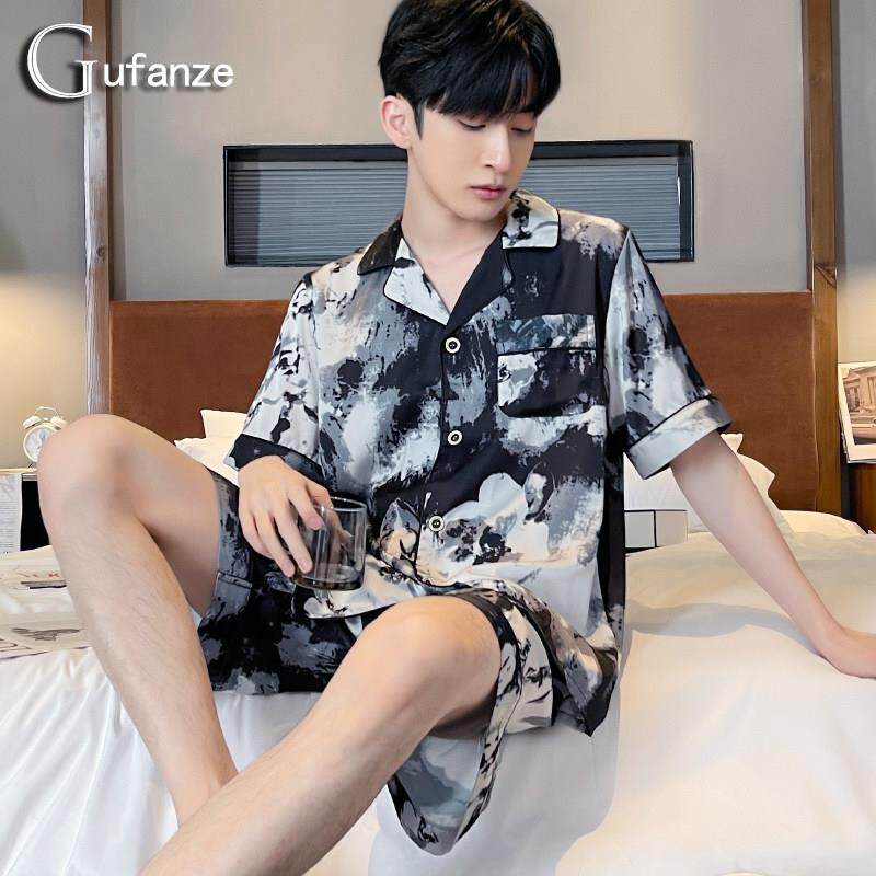 睡衣男夏季冰丝男款夏款套装丝绸薄款男生短袖短裤家居服2025新款