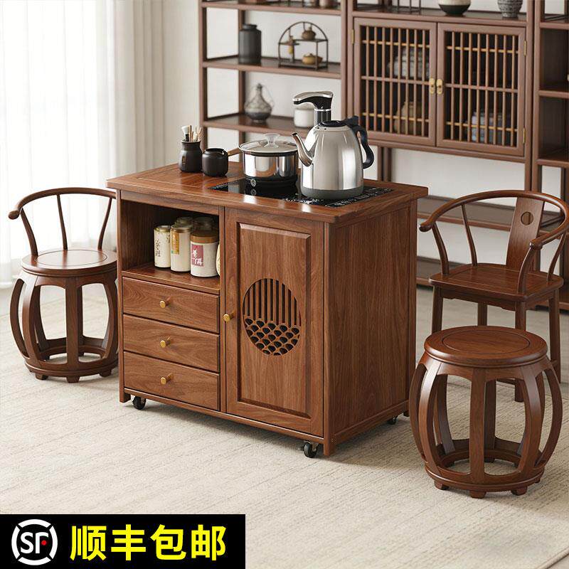 移动茶桌家用小茶台全自动上水实木茶茶台烧水壶一体可移动茶车
