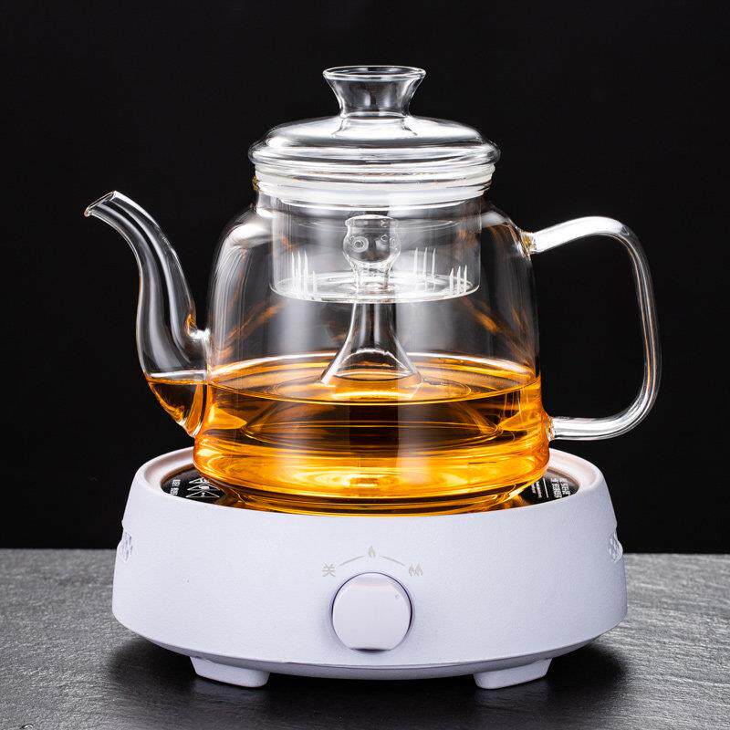 耐高温玻璃蒸茶壶煮茶器蒸汽养生家用烧水泡茶壶黑晶炉煮茶壶套组