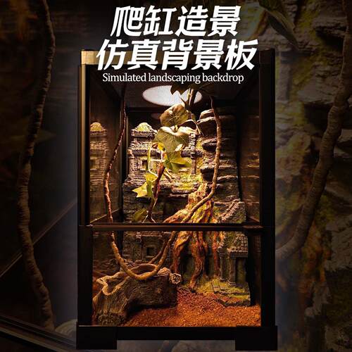 壹柒萌雨林缸生态爬宠假山造景装饰爬虫30*45背景板爬宠饲养箱