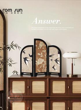 中世纪风格桌面屏风饰品法国飞燕餐具柜小画覆古客厅茶几装饰小品