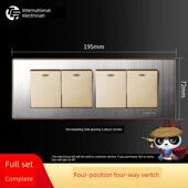 四位四开 国际电工118型开关插座面板不锈钢拉丝壁四开双控