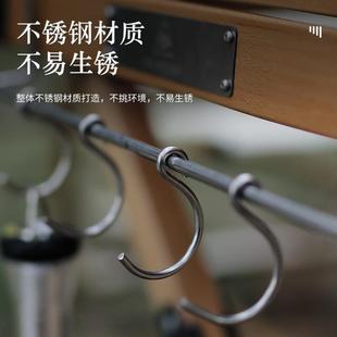 户外露营桌边挂架S挂钩野营配件便携桌面拓展带钩不锈钢置物挂架