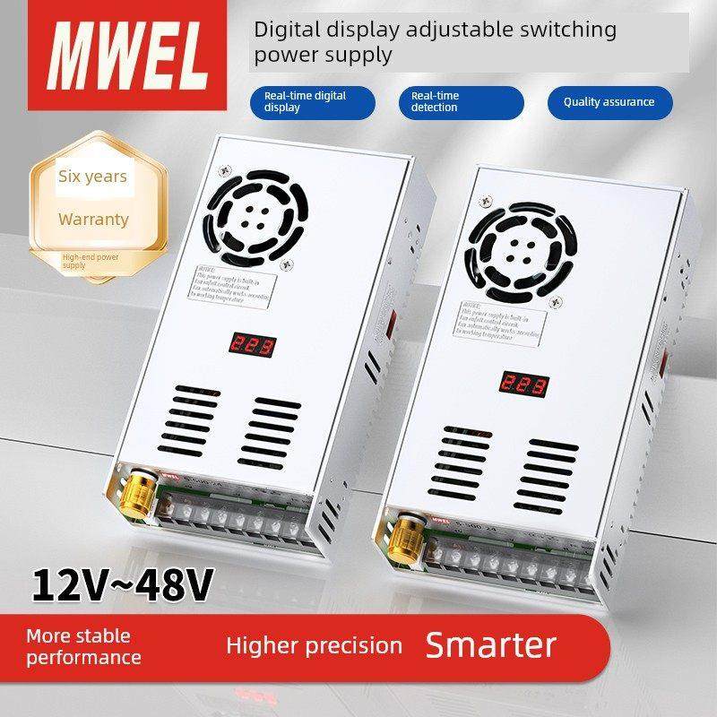 mwel数显可调直流稳压S-500W开关电源24V模块220转12V36V伏变压器