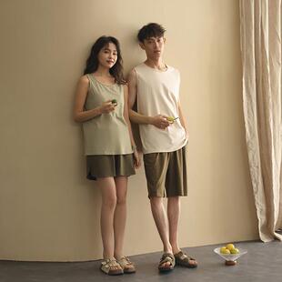 【超柔软】情侣睡衣男女夏季莫代尔无袖背心家居服青少年大尺码套