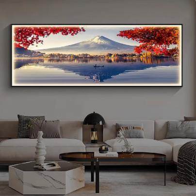 新中式带灯客厅装饰画 画办公室沙发背景墙晶瓷挂画 画茶室迎客松,家居饰品,现代装饰画,淘宝优惠券,粉丝福利购,淘宝优惠卷