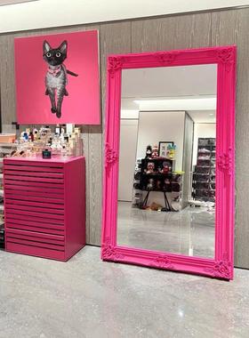 GLAS MIGISA网红植绒全身镜落地穿衣镜女装店家用试衣镜丝绒镜