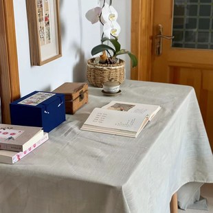 新中式桌布实木仿麻禅意布素色布展布纯色大尺R寸厚实大餐桌布日