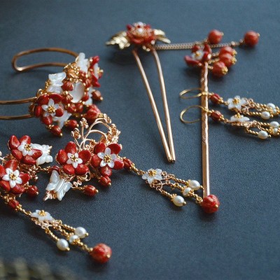 踏雪寻梅】-汉服发簪古风发饰日常小发冠套装