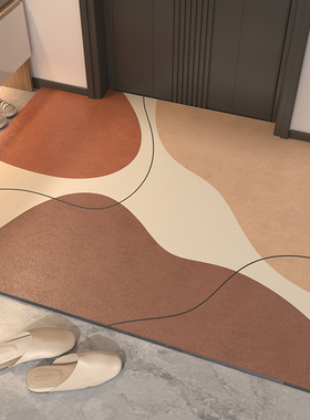 2024新高级感入户门皮革地垫免洗耐脏门口pNvc可裁剪防滑家用脚垫