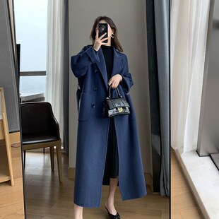 2021新款毛呢外套女中长款胖MM显瘦宽松高端洋气S过膝大码女呢大