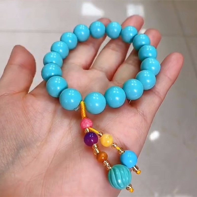 原矿绿松石圆珠吊坠单珠散珠高瓷网花水草乌兰花DIY佛珠文玩手串