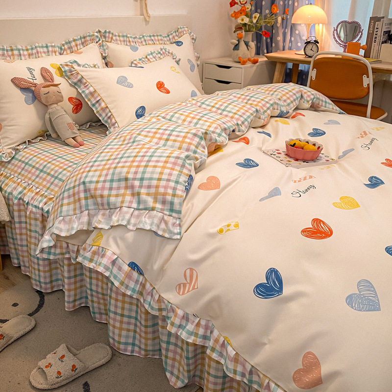 公主风床品四件套全棉纯棉床单被套学生宿舍单人床上三件套床裙款,床上用品,床单,淘宝优惠券,粉丝福利购,淘宝优惠卷