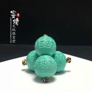 湖北十堰原矿绿松石散珠手串吊坠回纹珠圆珠三通顶珠隔片佛头配饰