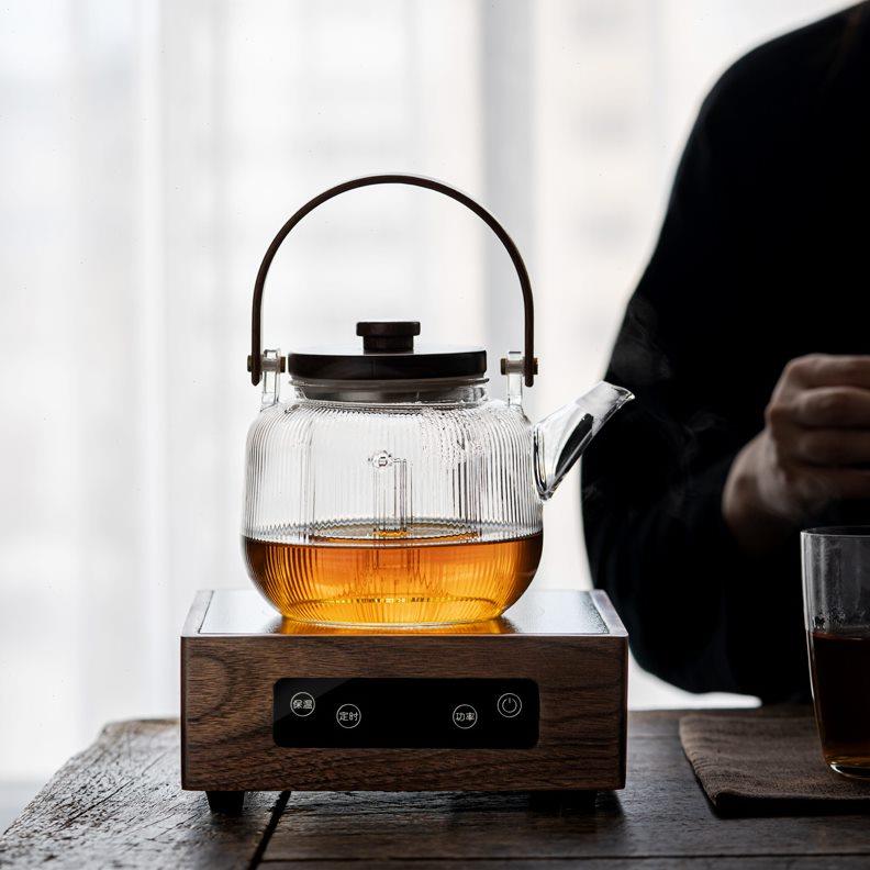 胡桃木电陶炉玻璃煮茶器全自动泡茶壶蒸茶壶烧水壶家用轻奢现代