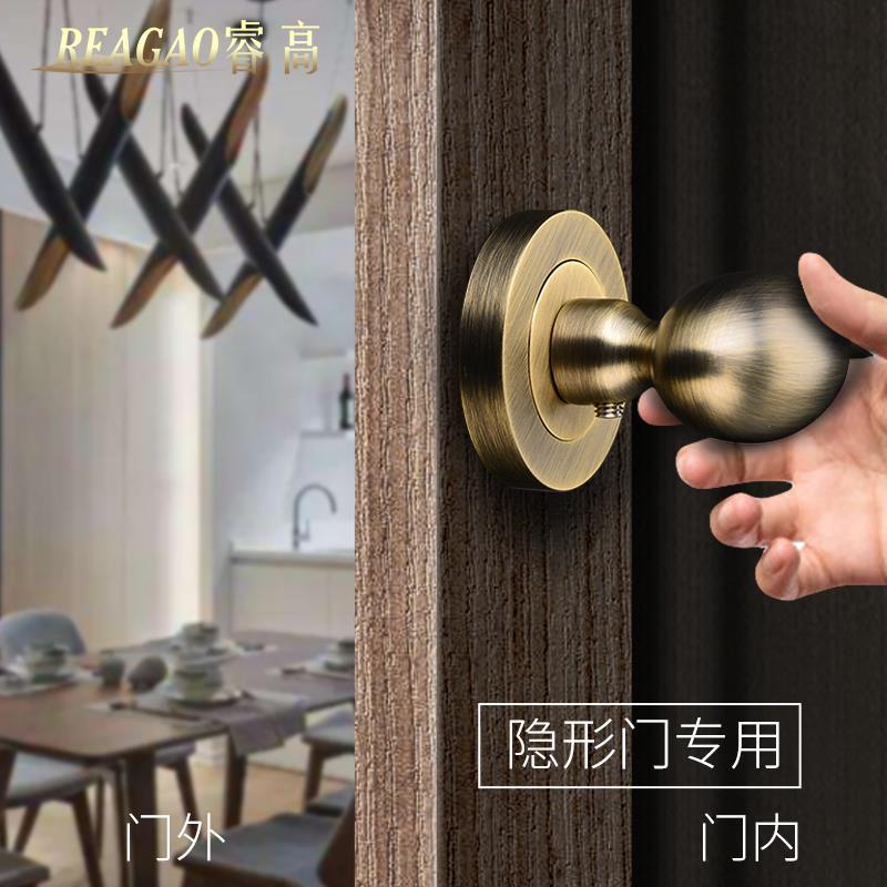 金色 隐形门锁双面锁暗锁卫生间背景门暗装椭圆卧室暗门锁单面锁