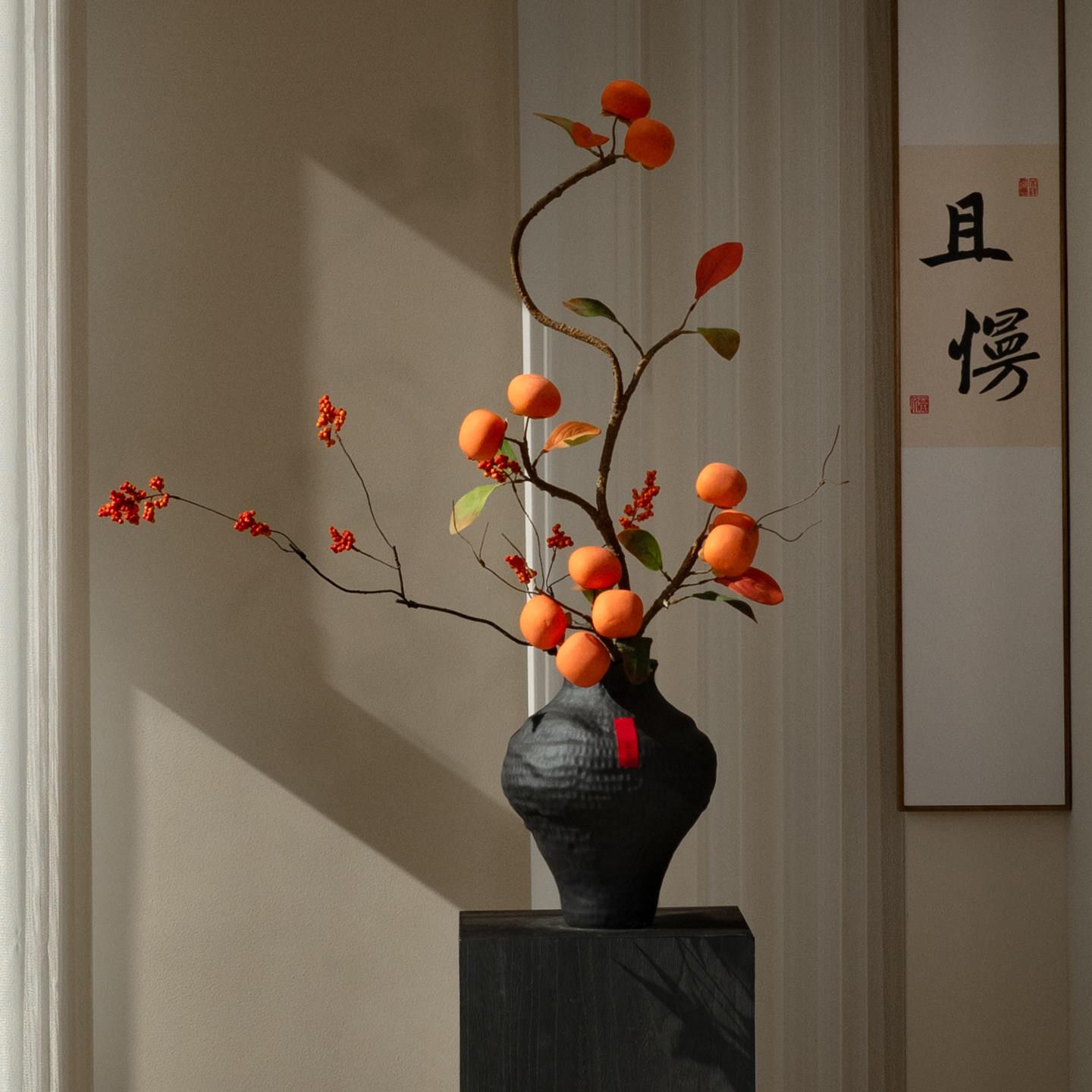 柿柿如意年宵花摆件仿真高级感逼真假柿子乔迁装饰品事事新年插花