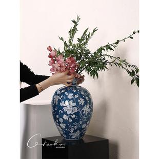 契阔家居虞美人系列新中式青花瓷陶瓷高级感花瓶插花客厅玄关摆件