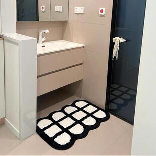 黑白拼接浴室地垫化妆室吸水凉垫子防滑垫厕所门口ins风脚垫地毯