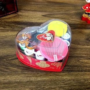 喜庆精美大心形针线盒新娘嫁妆用品尺子顶针穿针女方 结婚庆用品