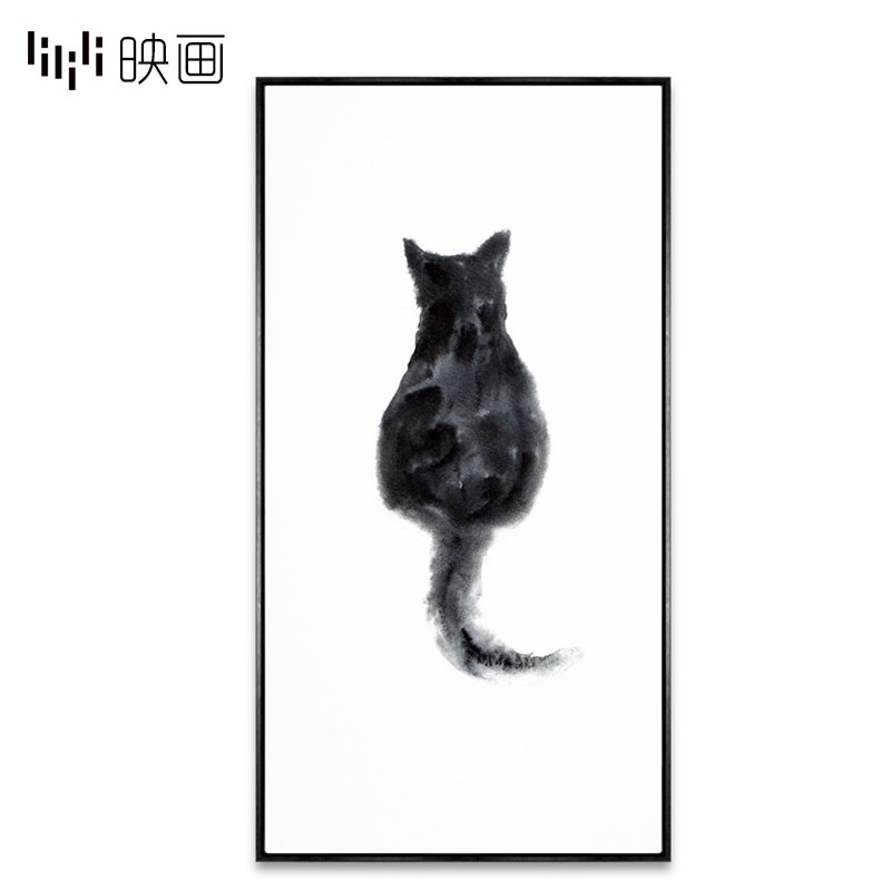 动物壁画入户玄关装饰画竖版走A廊过道挂画猫咪卡通墙画喷绘艺术图片
