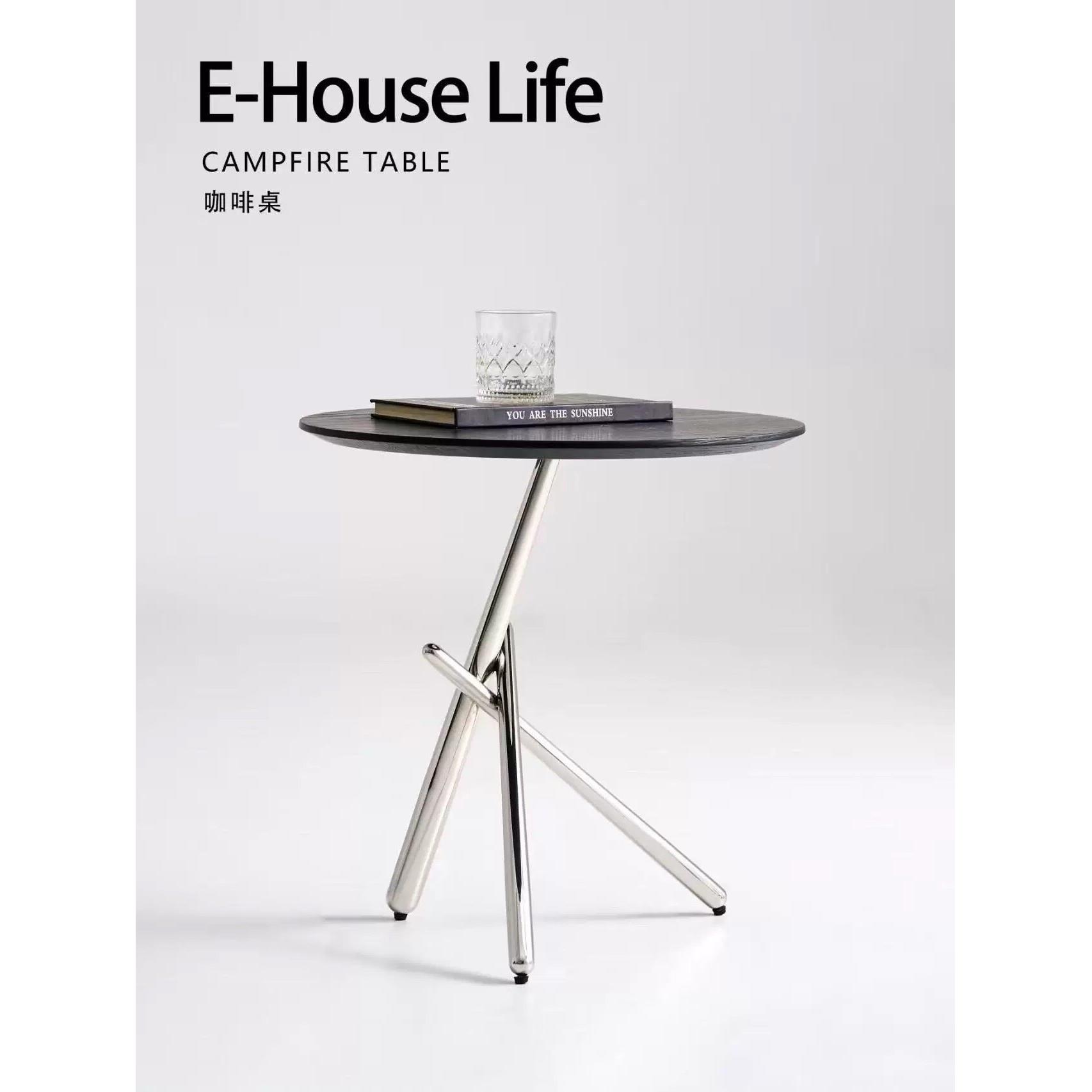 中古模块边几不锈钢茶几客厅沙发边几角几金色小圆桌黑白小边桌