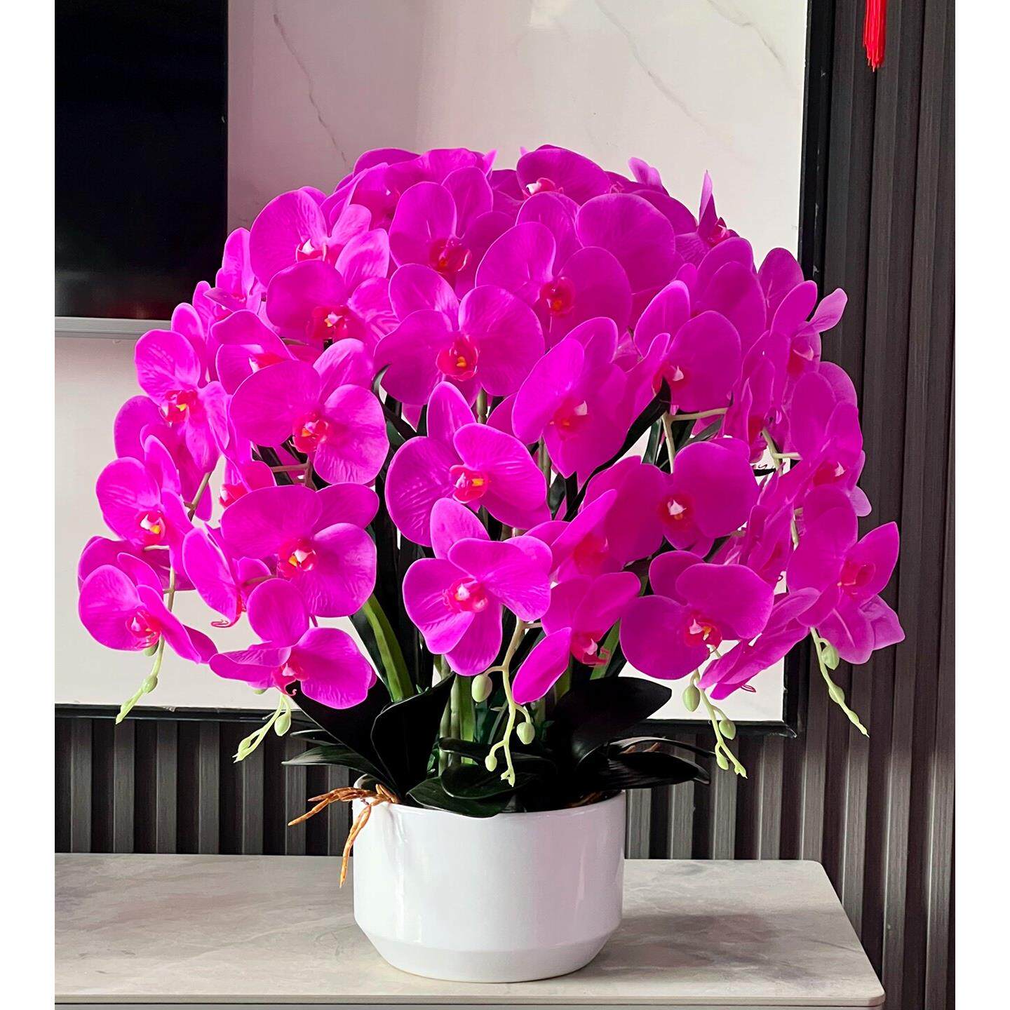 手感pu蝴蝶兰假花仿真花客厅摆设高端桌花摆花茶几花艺摆件装饰花