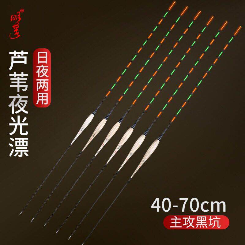明孚正品芦苇夜光漂高灵敏鲫鱼电子漂硬尾日夜两用60cm加长鲤鱼漂