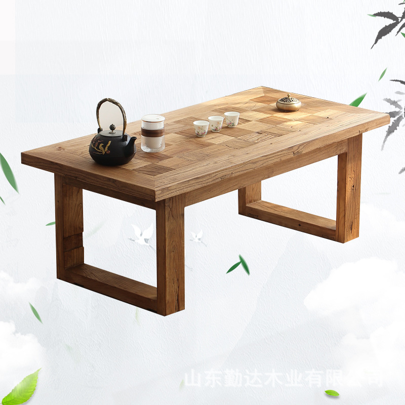 山东老榆木复古怀旧风化旧门板实木茶桌茶台大桌板老榆木书桌茶台