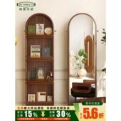 葛亚木玉黑胡桃梳妆镜活动镜全身镜地板镜储物杂志架报纸架