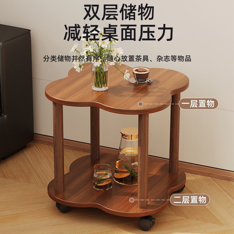 小茶几移动沙发边几床头置物架桌子迷你推车带轮麻将桌边茶水角几