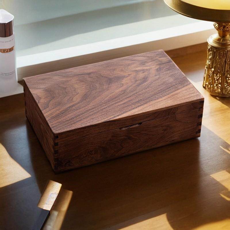 黑胡桃木多层实木首饰盒收纳新中式项链戒指饰品收纳盒木质珠宝盒